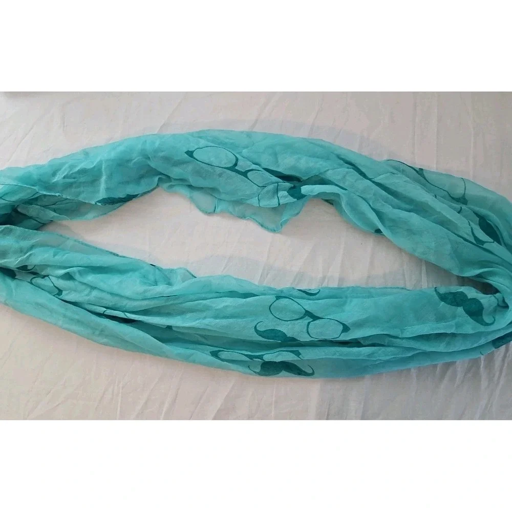 turqoise sheer scarf glasses mustache unbranded lightweight spring summer beachy